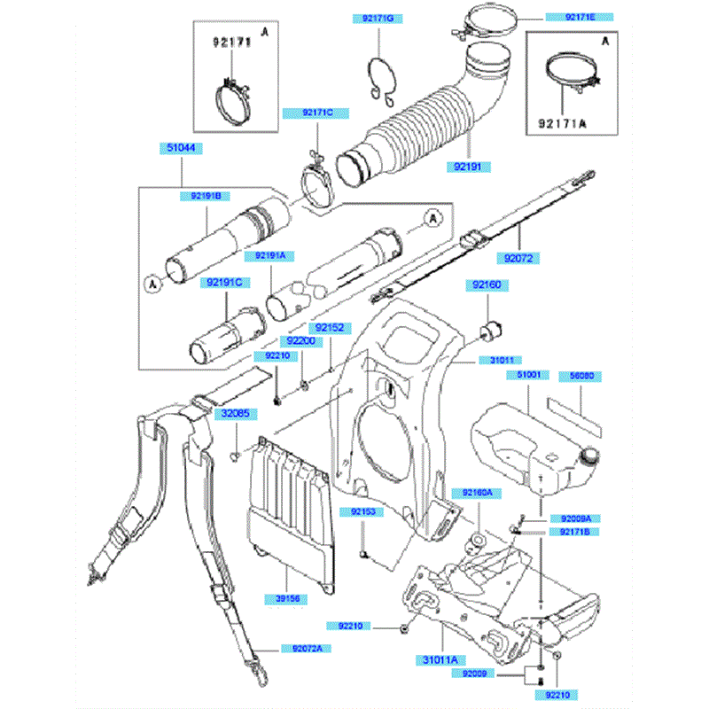 Kawasaki KRB750B (HG750A-BS50) Parts Diagram, Frame & Coupling