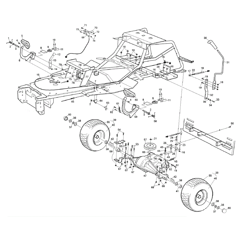 Hayter RS14/82 (14/32) (148E270000001 onwards) Parts Diagram, Rear Axle & Control Pedals