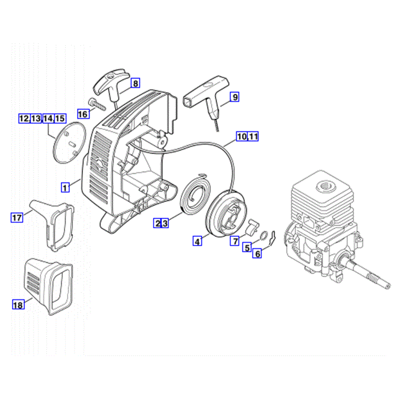 Stihl FS 55 Brushcutter (FS55) Parts Diagram, REWIND STARTER