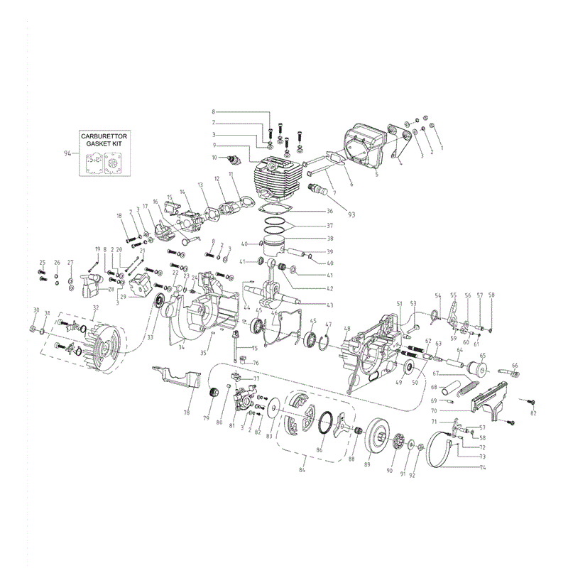 Mitox 6224 Chainsaw (6224 Chainsaw 10/2010 to 05/2013) Parts Diagram, ENGINE