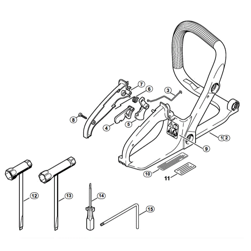 Stihl MS 170 Chainsaw (MS170 2-MIX) Parts Diagram, Handle Frame