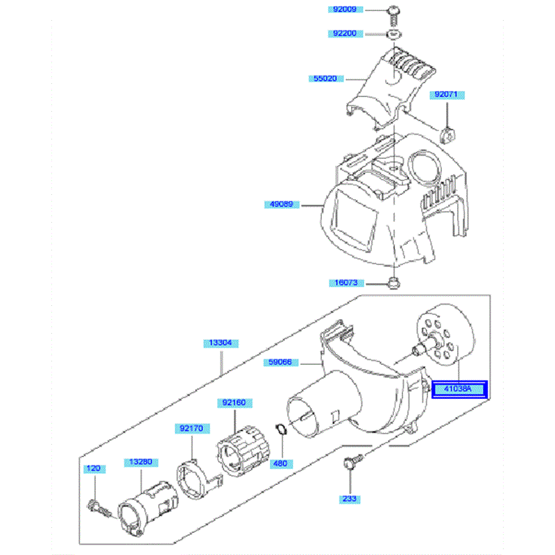 Kawasaki KBL23A (HA023F-AS51) Parts Diagram, CLUTCH HOUSING & COVERS