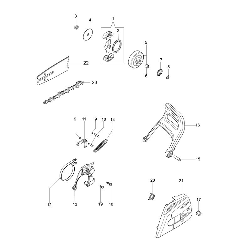 Oleo-Mac GS 35 (GS 35) Parts Diagram, Chain cover and clutch