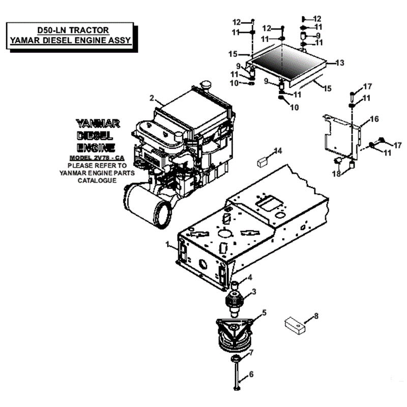 Countax D50LN Lawn Tractor 2007 (2007) Parts Diagram, Yanmar Diesel Engine Assembly