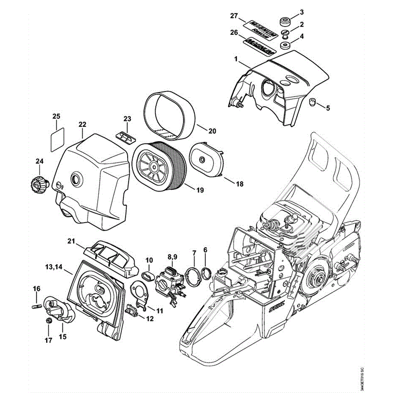 Stihl MS 461 CHAINSAW (MS 461) Parts Diagram, MS461-K AIR FILTER