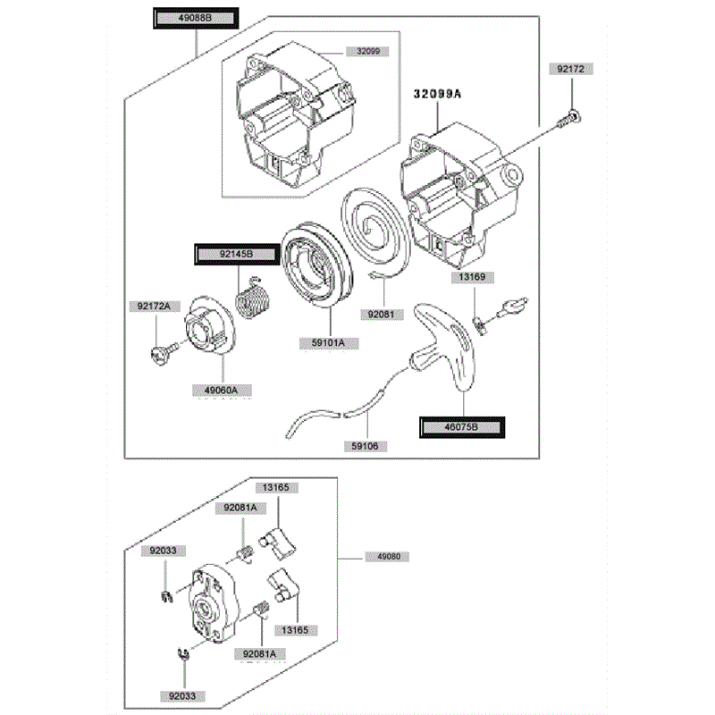 Kawasaki KBH27B (HA027T-AS50) Parts Diagram, Starter