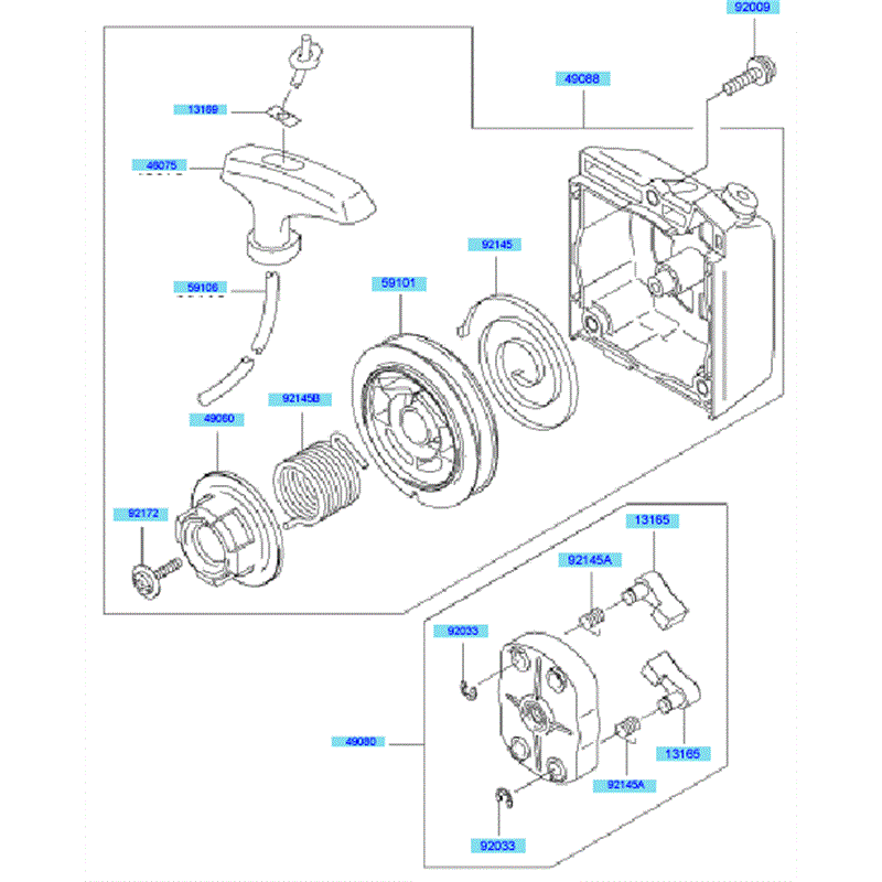 Kawasaki KBH43A (HA043G-BS50) Parts Diagram, Starter