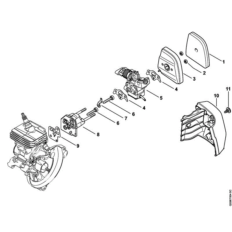 Stihl HL 92 C-E Petrol Hedgetrimmer (long reach) (HL 92 C-E) Parts Diagram, E AIR FILTER