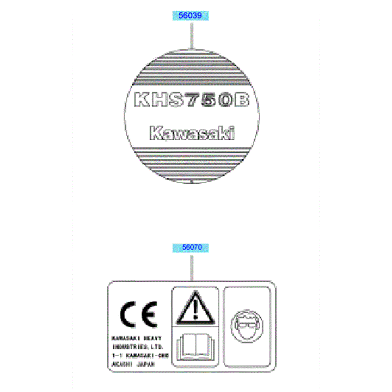 Kawasaki KHS750A  (HB750B-AS50) Parts Diagram, Labels