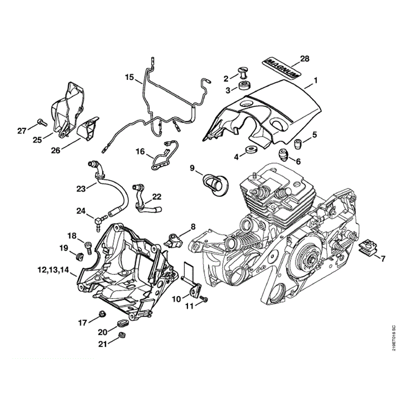 Stihl MS 441 Chainsaw (MS441 C-Q) Parts Diagram, Shroud stihl chain brake diagram 