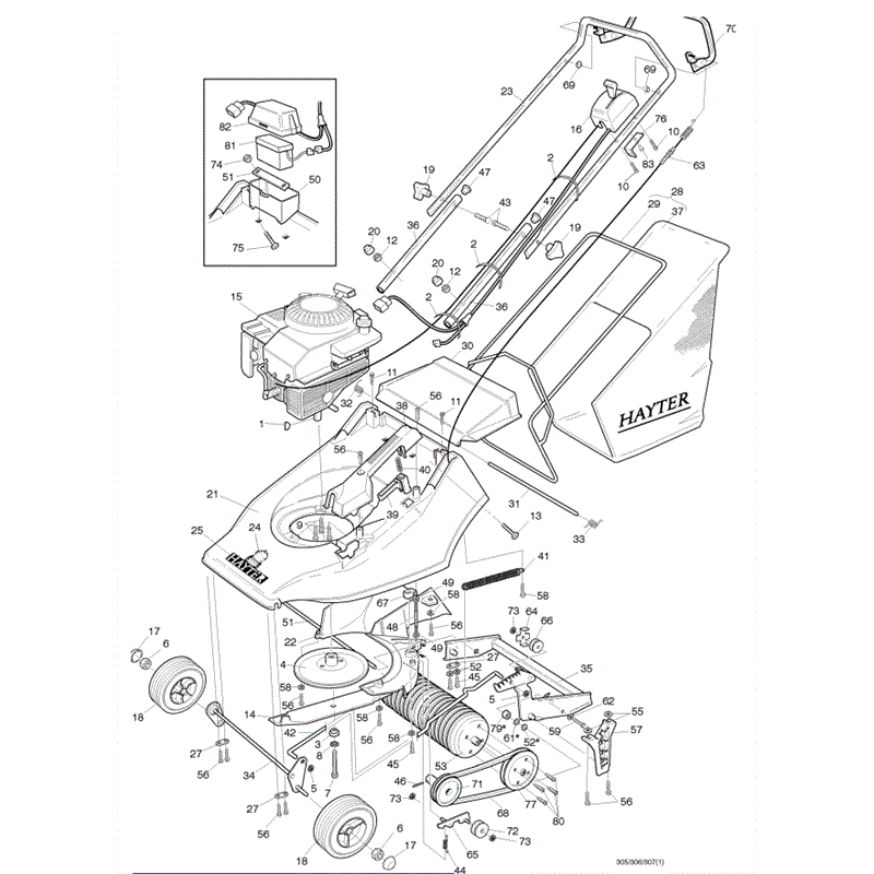 Hayter Harrier 41 (307) Lawnmower (307001001-307005719) Parts Diagram, Main Frame Assembly