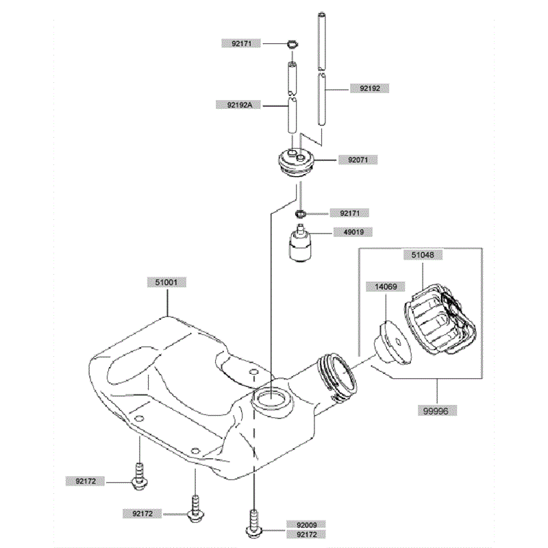 Kawasaki KCS525A (HK525B-AS50) Parts Diagram, Fuel tank - Fuel Valve