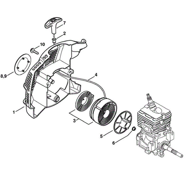 Stihl KM 56 RC-E Z Engine (KM 56 RC-E Z) Parts Diagram, Rewind starter