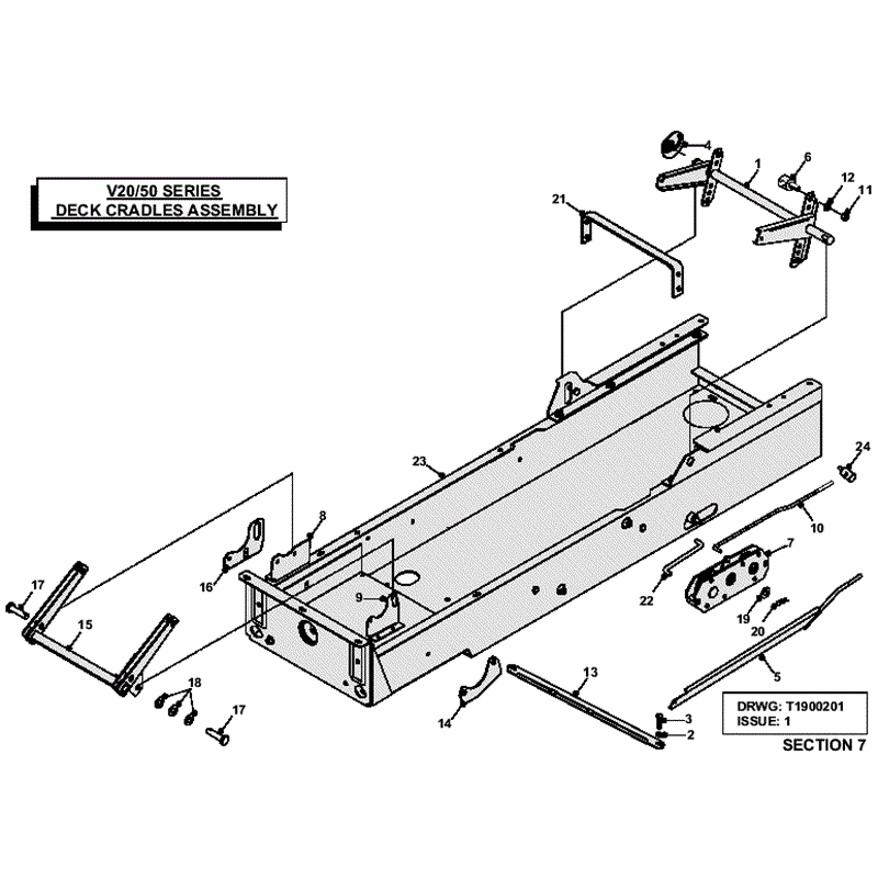 Westwood V20/50 Tractor 2002-2003 (2002-2003) Parts Diagram, Deck Cradles Assembly