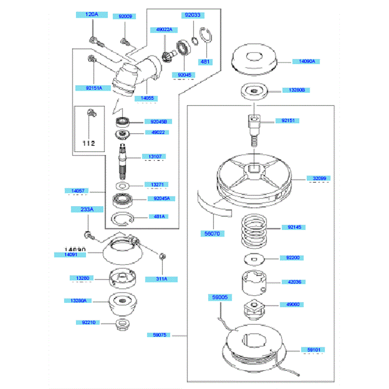 Kawasaki KBL23A (HA023G-AS51) Parts Diagram, Case/ Cutter