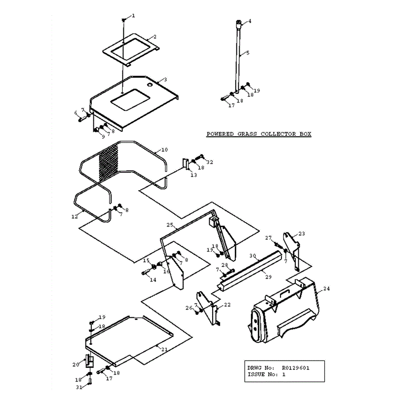 Countax Rider 1995 - 1996 (1995 - 1996) Parts Diagram, powered grass collector net