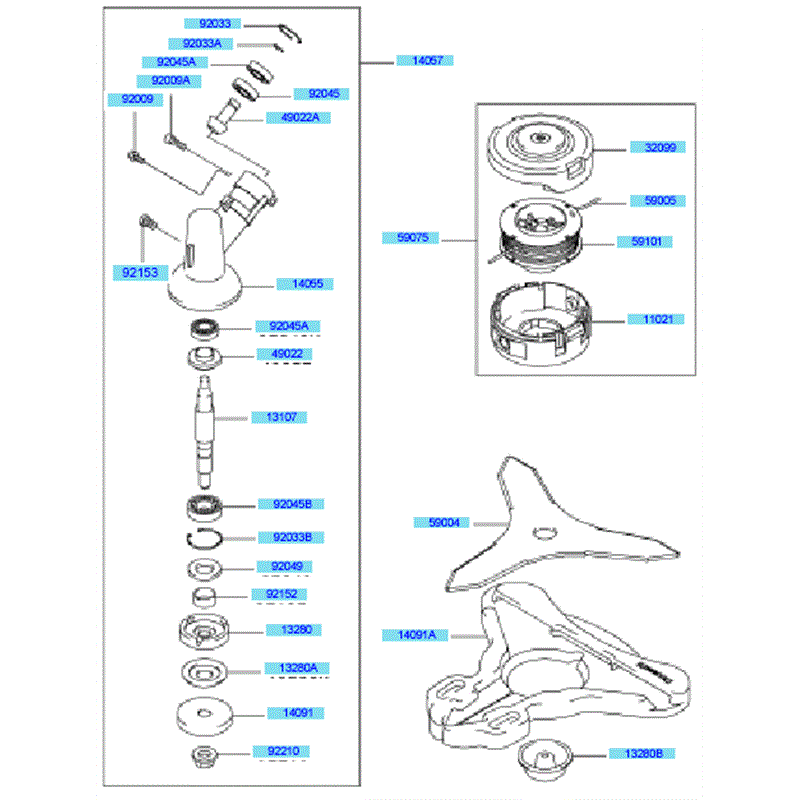 Kawasaki KBH35A  (HA035B-BS50) Parts Diagram, Case/ Cutter