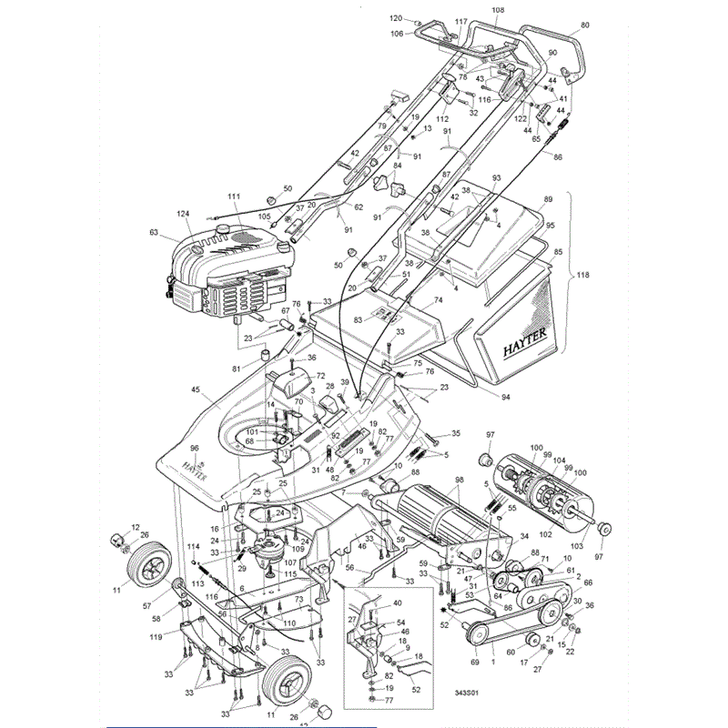 Hayter Harrier 56 (343) Lawnmower (343C001001-343C099999) Parts Diagram, Mainframe Assembly
