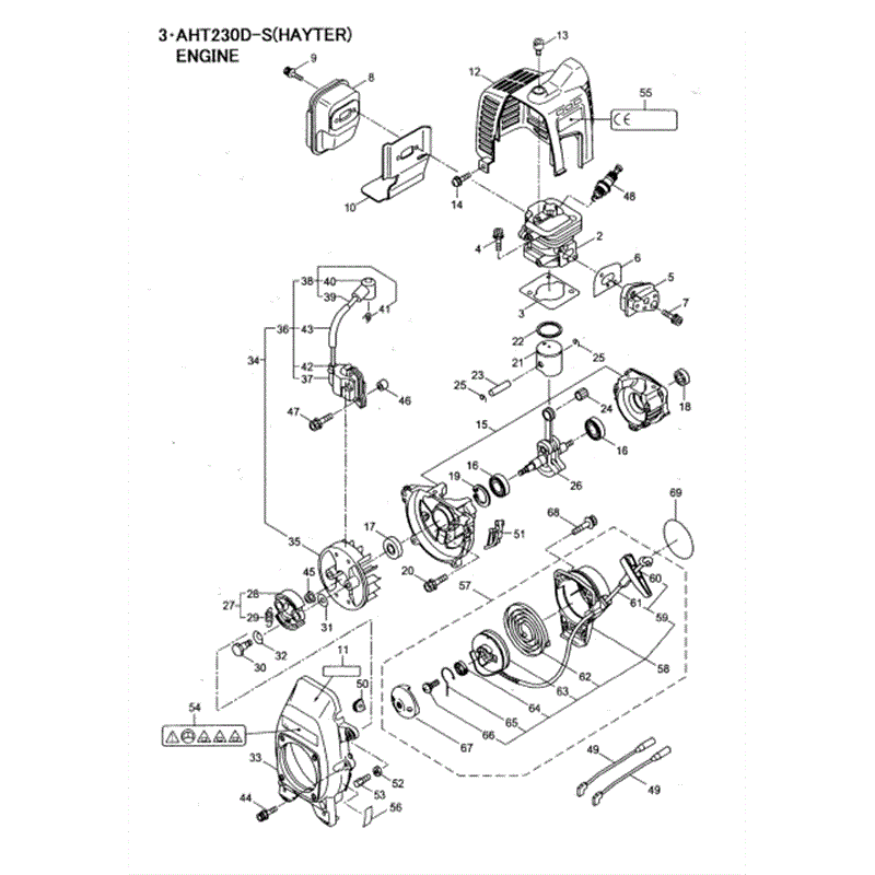 Hayter 472-AHT230D-S Hedgetrimmer  (472A001001-472A099999) Parts Diagram, Engine