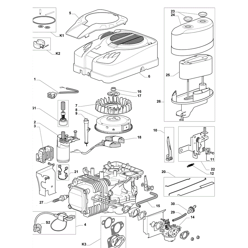 Castel / Twincut / Lawnking TRE0801 (2010) Parts Diagram, Page 1