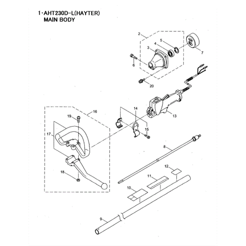 Hayter 473-AHT230D-L Hedgetrimmer  (473A001001-473A099999) Parts Diagram, Main Body
