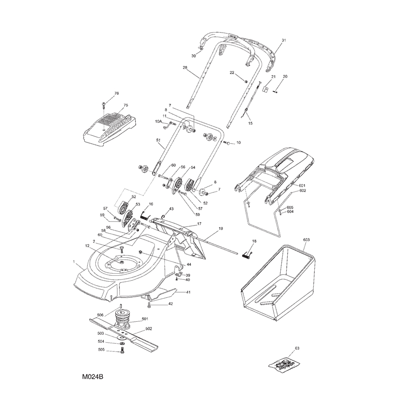 Mountfield 51PD Petrol Rotary Mower (23-5681-73 [2004]) Parts Diagram, Chassis Handle