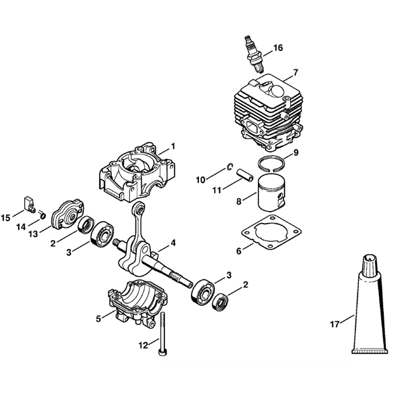 Stihl FS 40 Brushcutter (FS40) Parts Diagram, Crankcase, Cylinder
