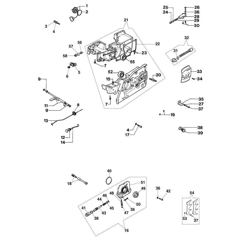 Oleo-Mac 999 F (999 F) Parts Diagram, Crankcase