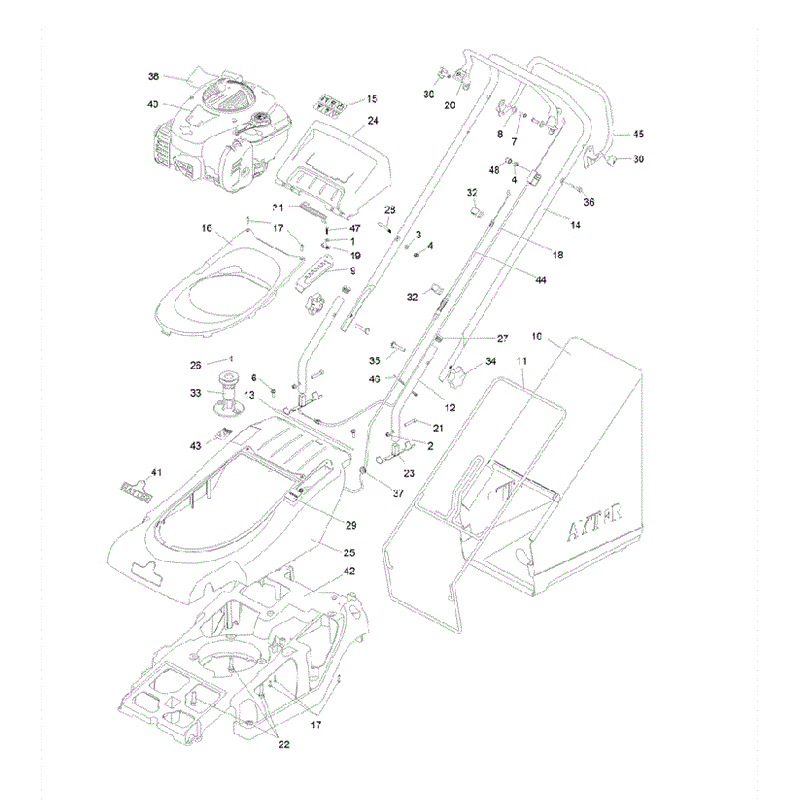 Hayter Spirit 41 Autodrive Rear Roller Lawnmower (619) (619J316000001AND UP) Parts Diagram, Upper Deck