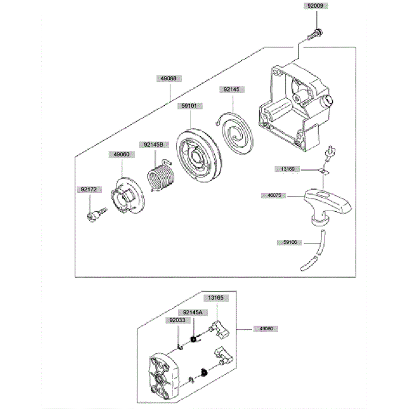 Kawasaki KBH45A  (HA045B-AS50) Parts Diagram, Starter