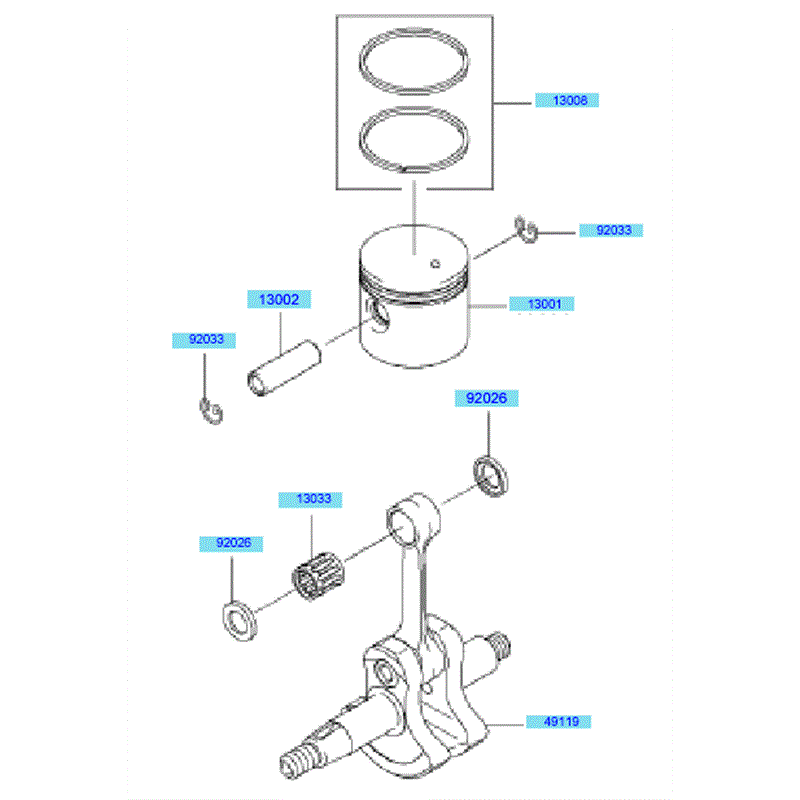 Kawasaki KBL27B (HA027S-BS50) Parts Diagram, Piston	 Crankshaft