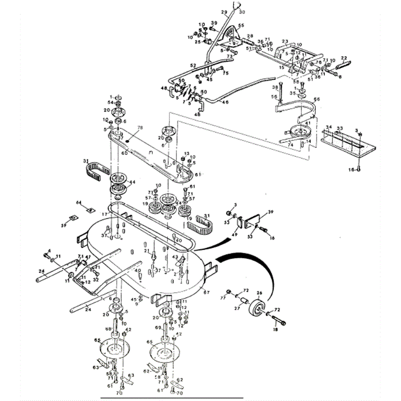 1993 S-T & D SERIES WESTWOOD TRACTORS	 (1993) Parts Diagram, 42" contra-rotating cutter deck