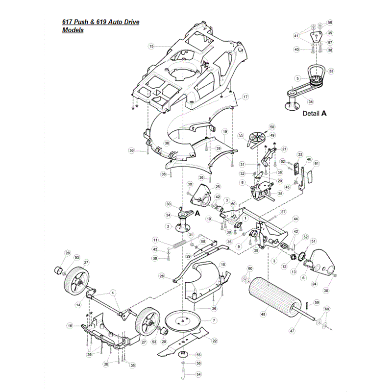 Hayter Spirit 41 Push Rear Roller Lawnmower (617) (617D260000001-617D260999999) Parts Diagram, Lower Frame