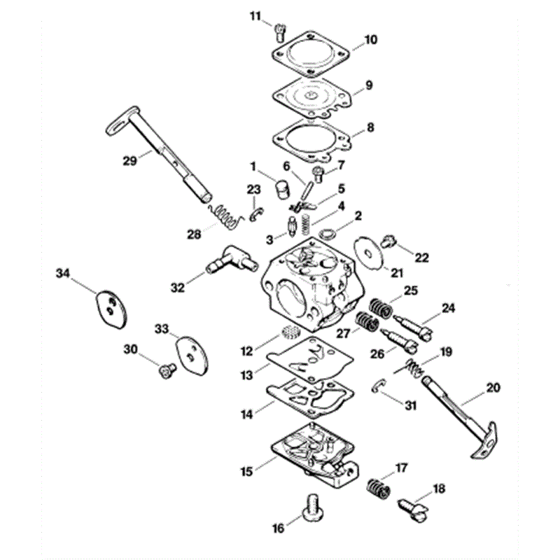 Stihl MS 250 Chainsaw (MS250) Parts Diagram, Carburetor WT-215 - WT-286