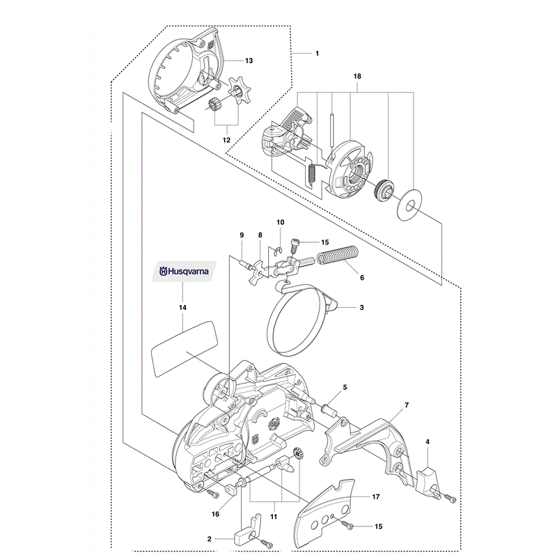 Husqvarna 445e Chainsaw (2011) Parts Diagram, Chain Break & Clutch Cover-445e 