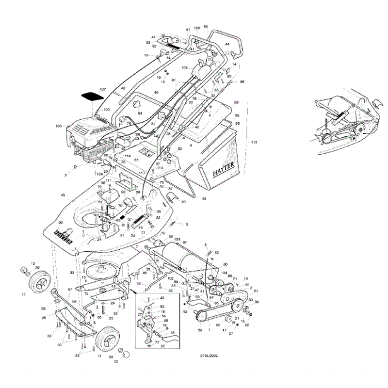 Hayter Harrier 48 (219) Lawnmower (219L007064-219L099999) Parts Diagram, PSEI687 Mainframe Assembly