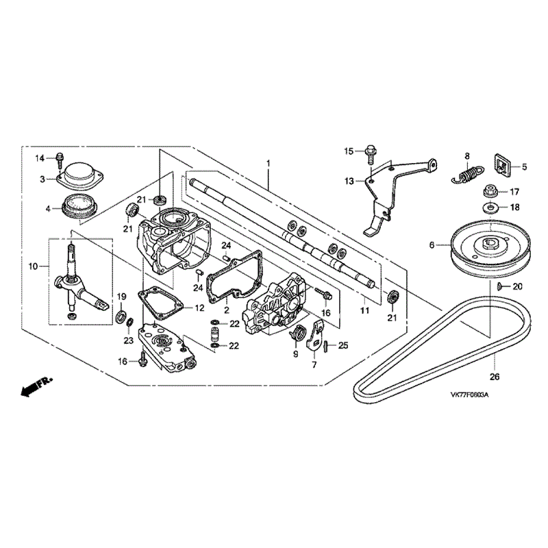 Honda HRX 476 HX Lawnmower (HRX476C-HXE-MASF) Parts Diagram, DRIVE BOX