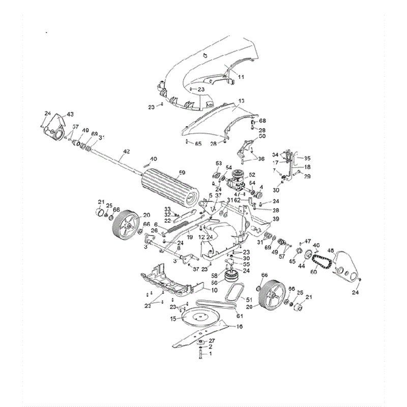 Hayter Spirit 41 Autodrive Rear Roller Lawnmower (619) (619J400000000 AND UP) Parts Diagram, Lower Deck