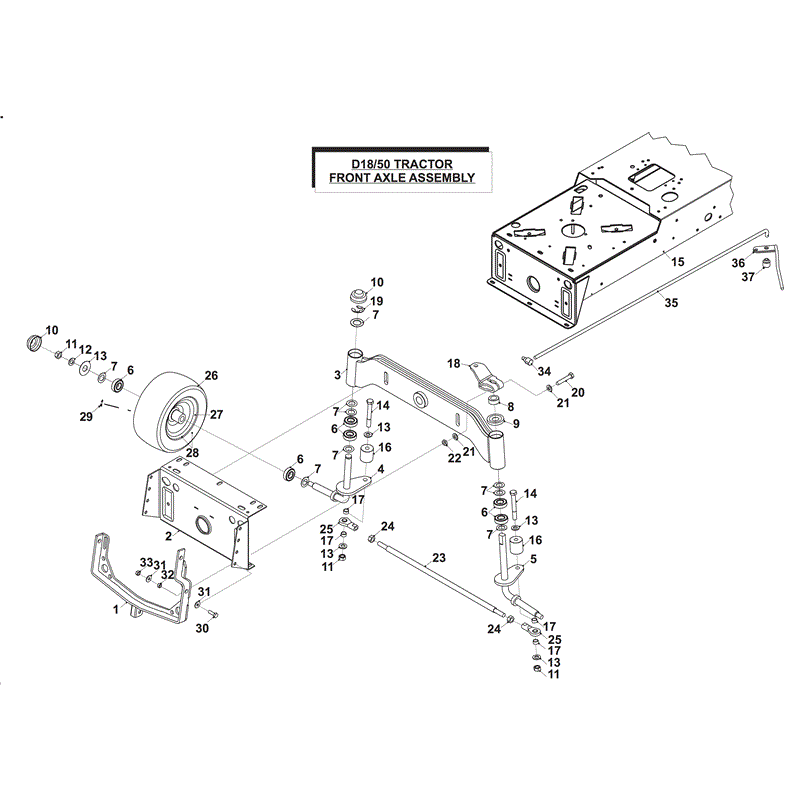 Countax D18-50 Lawn Tractor 2004 -  2006  (2004 - 2006) Parts Diagram, AXLE 01/2004 MODEL from serial no: 40116....