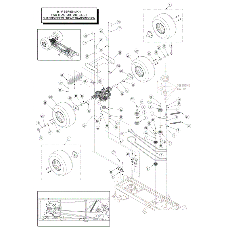Westwood F Series 2014 Lawn Tractors (2014) Parts Diagram, Chassis Belt Rear Tansmission 