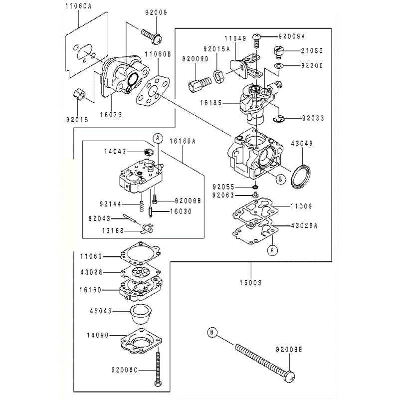 Kawasaki KBL26A (HA026F-AS51) Parts Diagram, CARBURETOR