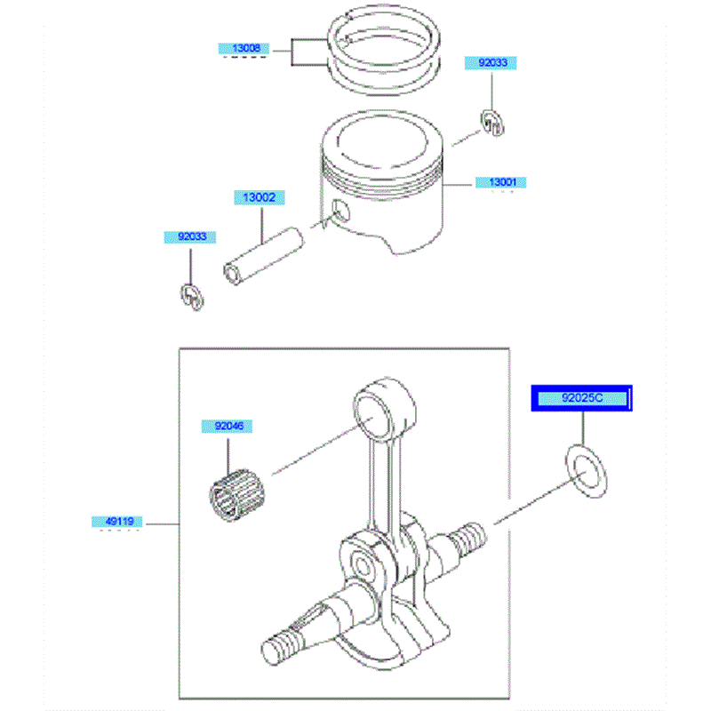Kawasaki KRB400A (HA400A-BS50) Parts Diagram, Piston & Crankshaft