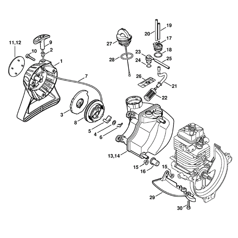 Stihl HT 130 Pole Pruner (HT130) Parts Diagram, Rewind starter.