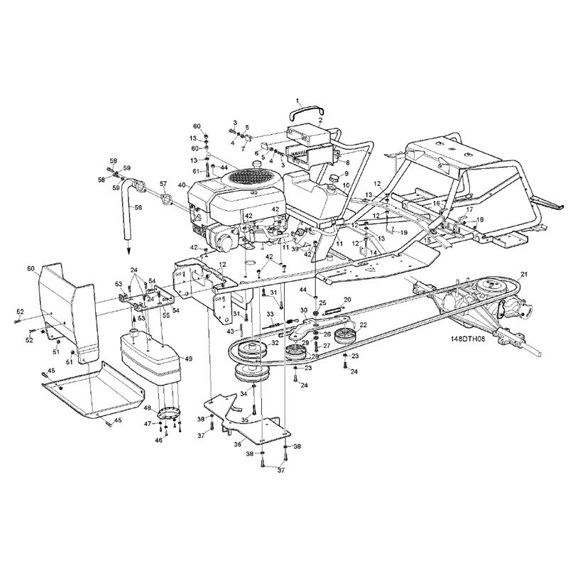 Hayter RS14/82 (14/32) (148D260000001-148D260999999) Parts Diagram, Engine Battery & Drive