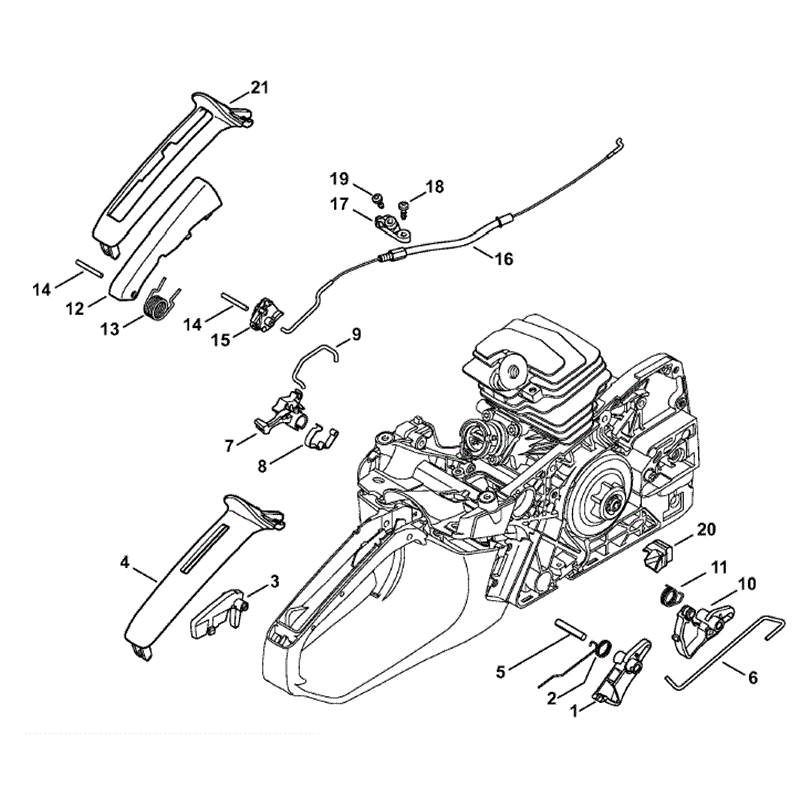 Stihl MS 231 Chainsaw (MS231 Z) Parts Diagram, Throttle Control