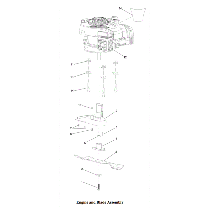 Hayter 46cm (610) Lawnmower (610A	318000001 - 318999999) Parts Diagram, Engine & Blade