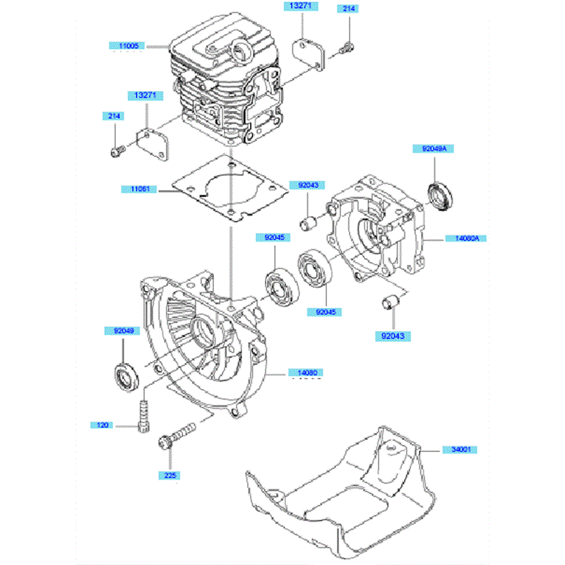 Kawasaki KBH27B (HA027T-BS50) Parts Diagram, Cylinder	 Crankcase