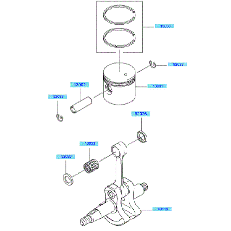 Kawasaki KRH300A (HG300B-BS50) Parts Diagram, Piston & Crankshaft