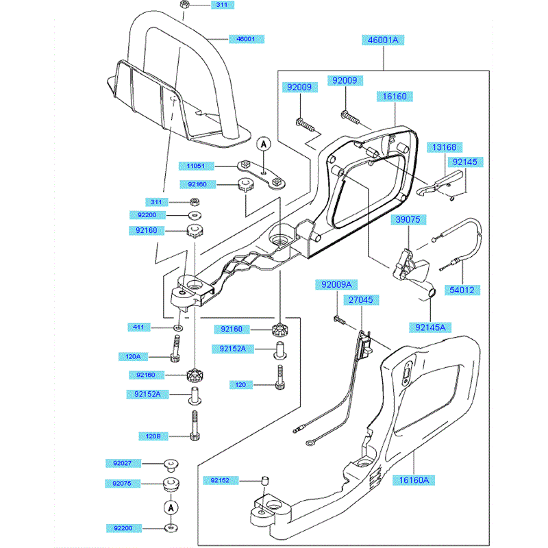 Kawasaki KHD600B (HB600B-AS51) Parts Diagram, Handle