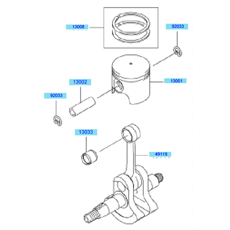 Kawasaki KBH27A  (HA027G-AS50) Parts Diagram, Piston/ Crankshaft